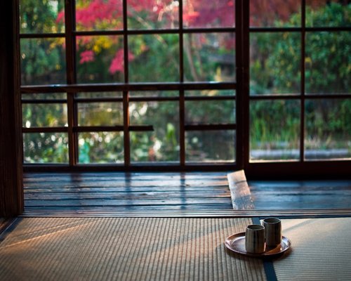 serene morning atmosphere with a person practicing mindfulness yoga
